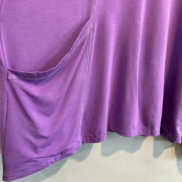 LOGO Tunic Top Pockets Mesh Long Sleeve Comfy Stretch Lagenlook Boho Casual L - Picture 3 of 5